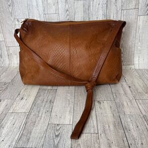 Florenzo Genuine Leather Snake Embossed Shoulder Bag Brown Purse Handbag Boho